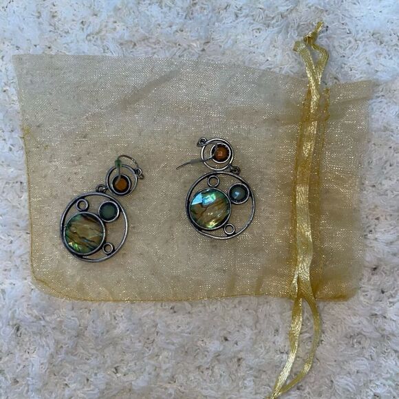 Silver drop earrings with multicolored stones - Picture 2 of 2